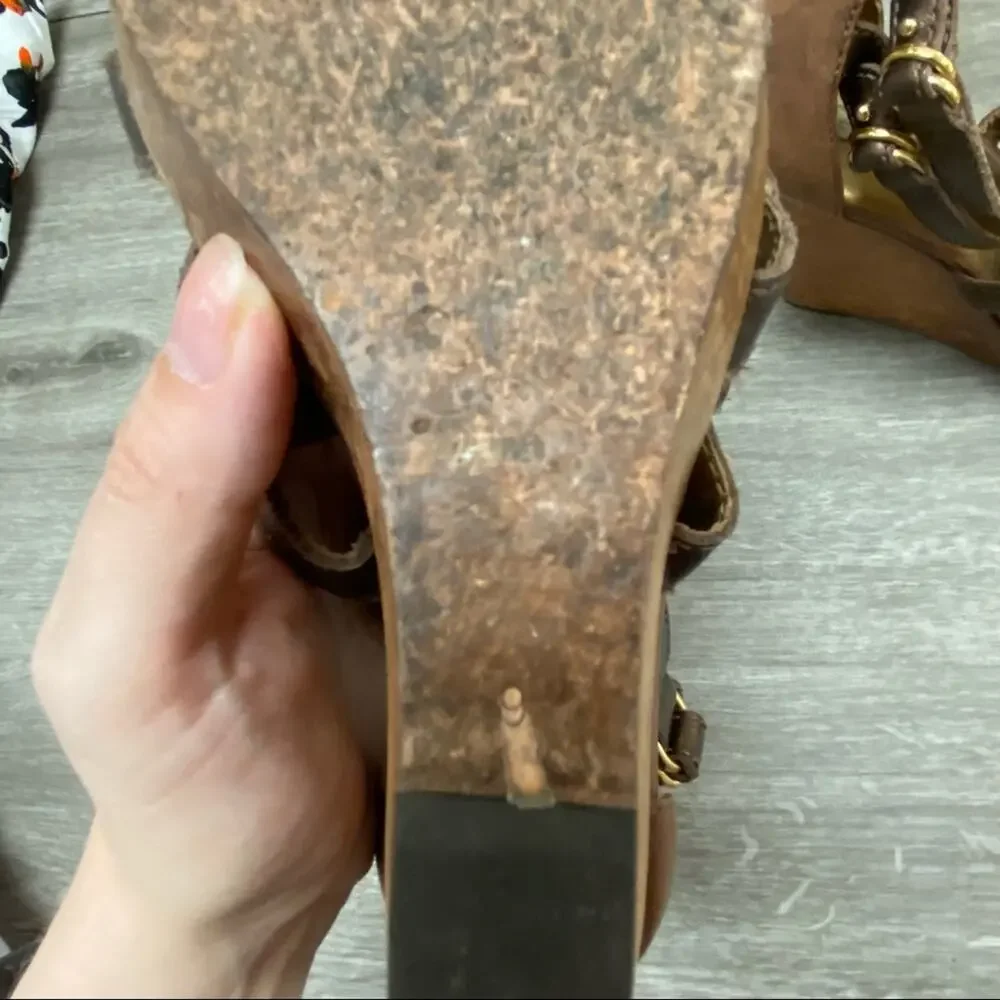 Cynthia Vincent Pacey Gladiator Wedge Bronze Size 9